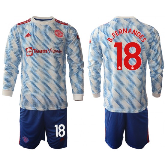 Camisola Manchester United Bruno Fernandes 18 Criança Equipamento Segundo 2021-2022 Manga Comprida